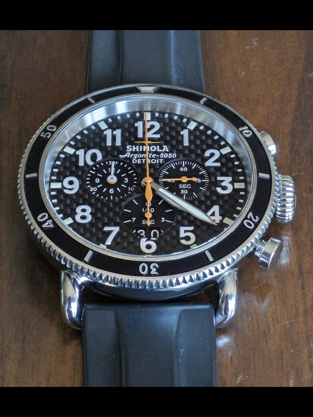 Shinola Runwell Sport Chrono Men's Watch  Carbon Fiber Dial Rubber Strap 48mm